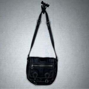 Marc By Marc Jacobs Black Leather Cross Body Bag with Patterned Lining